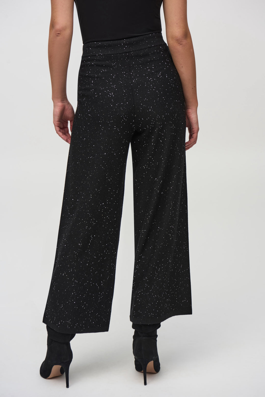 Joseph Ribkoff: Sequined Sweater Knit Culotte Pants in Black (244922F25)