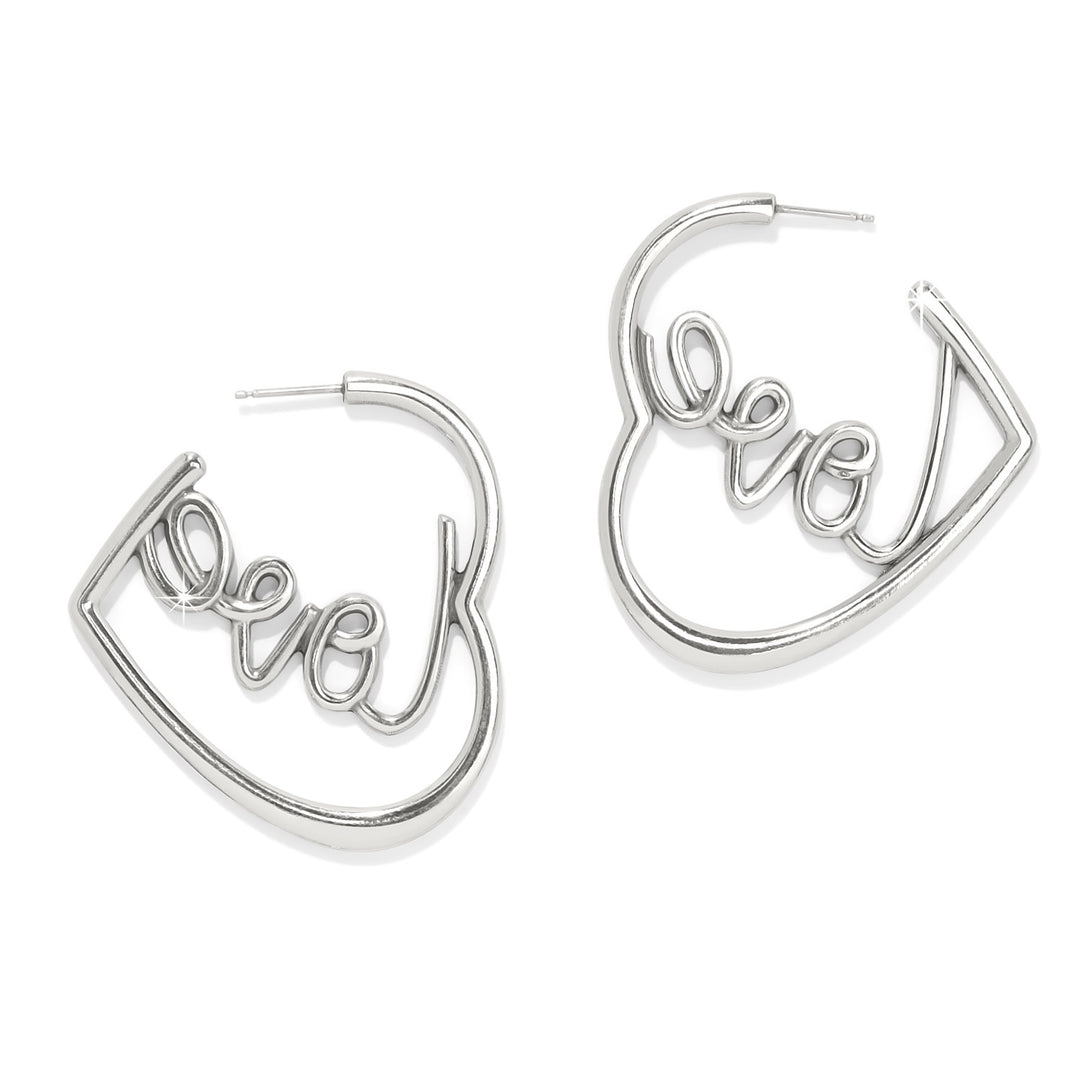 Brighton: Love Script Sparkle Hoop Earrings (JA0167) - The Vogue Boutique