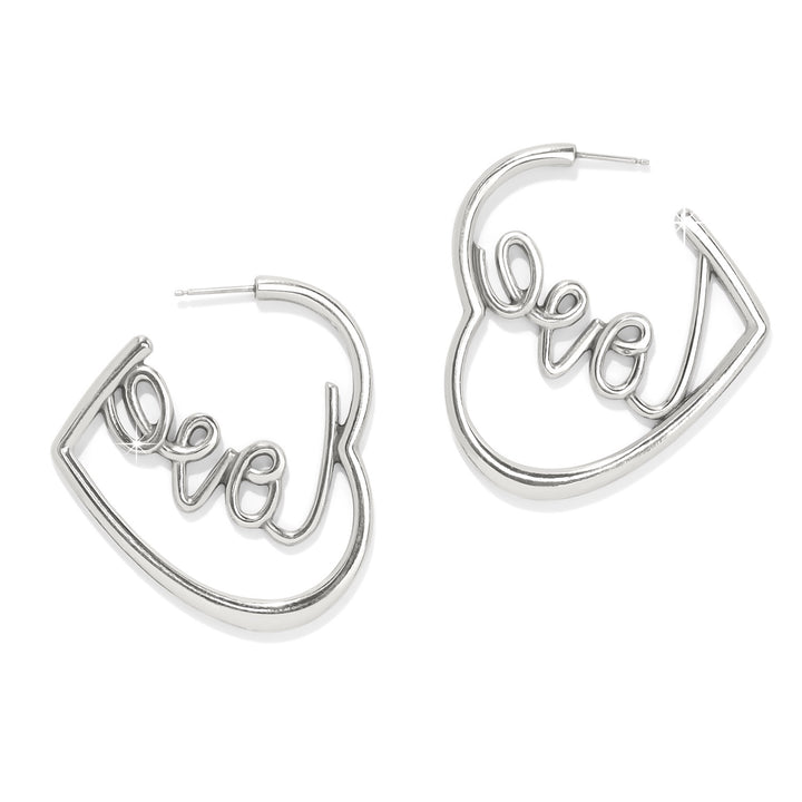 Brighton: Love Script Sparkle Hoop Earrings (JA0167) - The Vogue Boutique