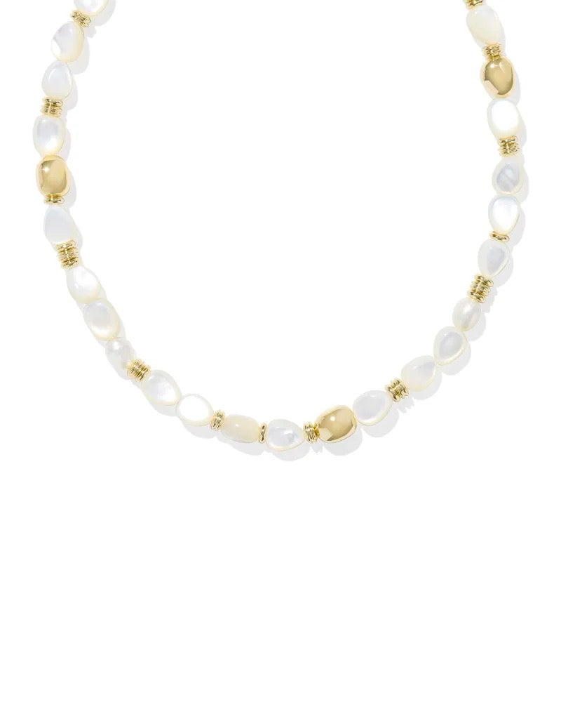 Kendra Scott: Melody Beaded Stand Necklace in Gold Ivory Mother of Pearl