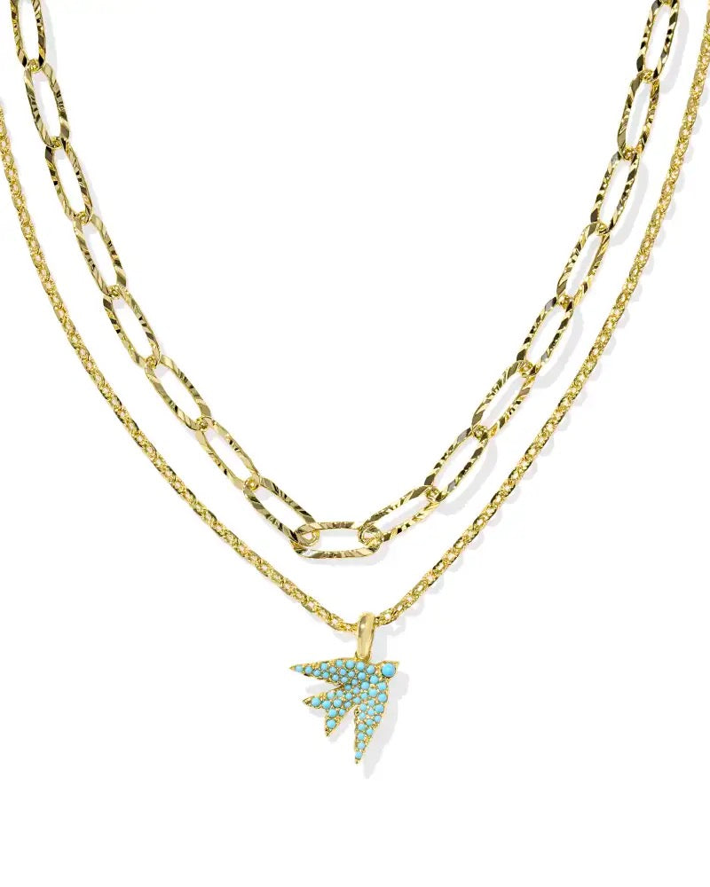 Kendra Scott: Melody Bird Multi Strand Necklace in Gold Teal Crystal