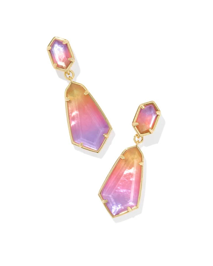 Kendra Scott: Hallie Convertible Drop Earrings in Gold Sunrise Watercolor Illusion