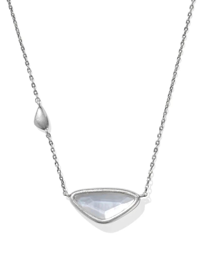 Kendra Scott: Margot Short Pendant Necklace in Vintage Silver Ivory Mother of Pearl