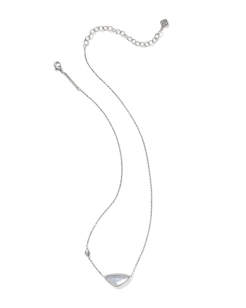 Kendra Scott: Margot Short Pendant Necklace in Vintage Silver Ivory Mother of Pearl