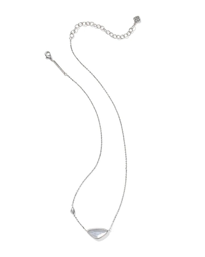 Kendra Scott: Margot Short Pendant Necklace in Vintage Silver Ivory Mother of Pearl