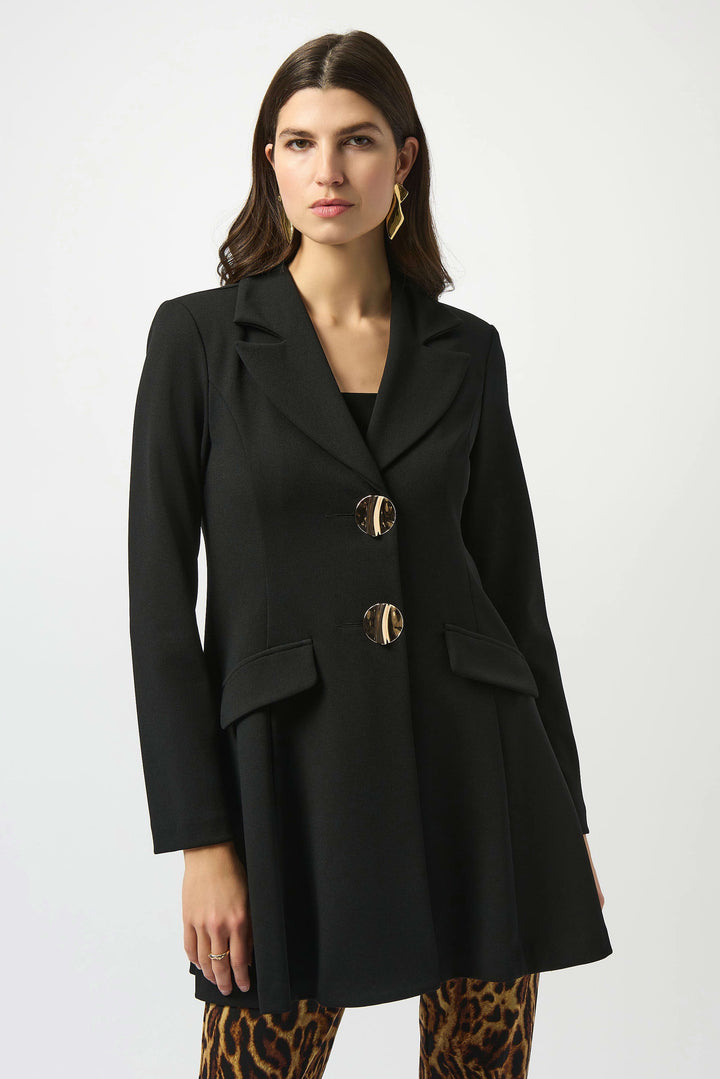Joseph Ribkoff: Scuba Crepe Fit and Flare Coat in Black (253068)