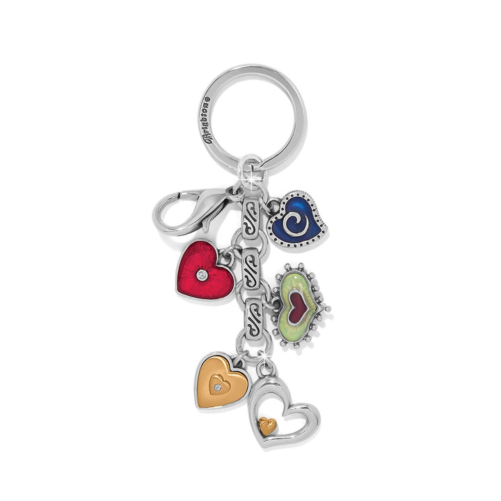 Brighton: One Heart Key Fob in Silver Multi E18803