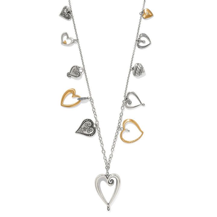 Brighton: One Heart Large Long Necklace in Silver/Gold JM0062
