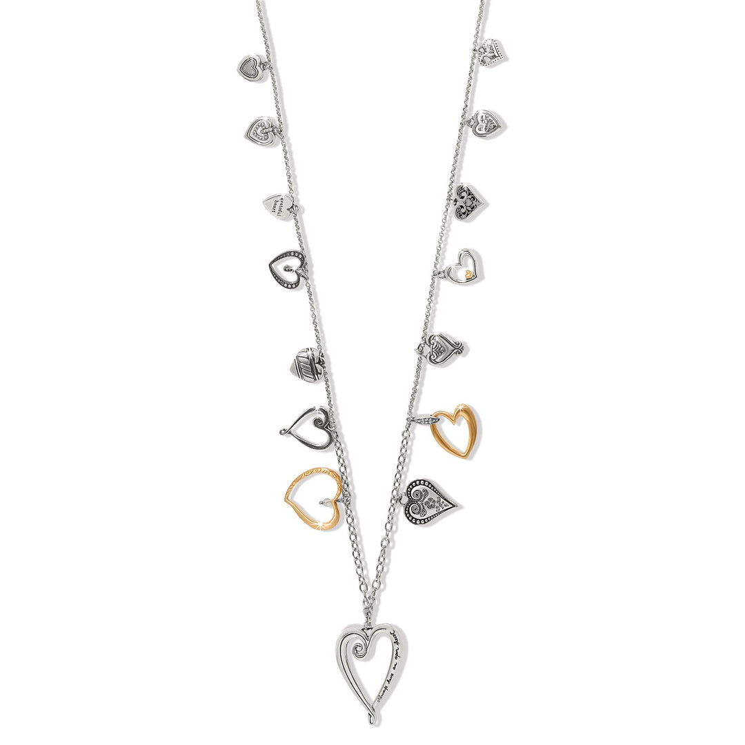 Brighton: One Heart Large Long Necklace in Silver/Gold JM0062