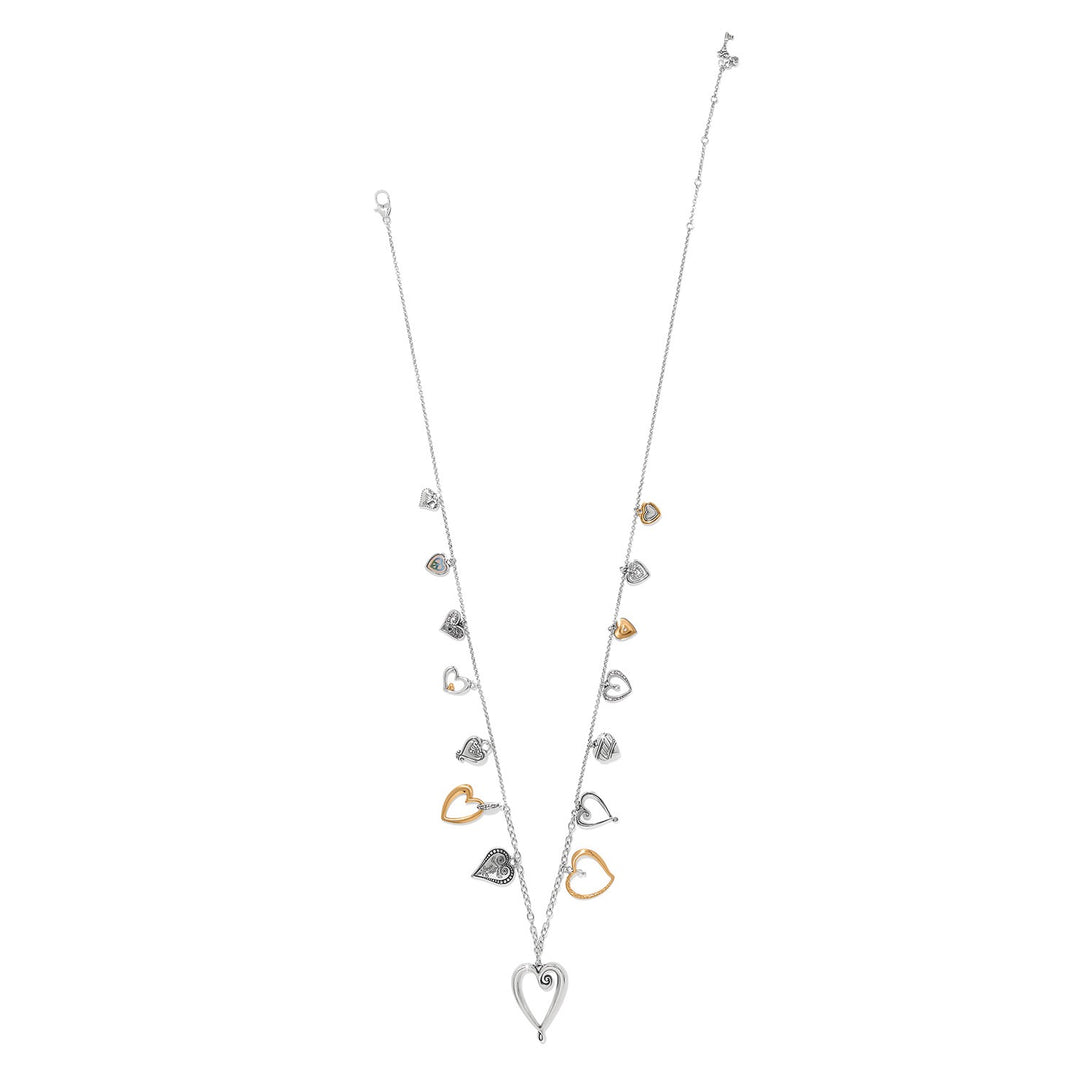Brighton: One Heart Large Long Necklace in Silver/Gold JM0062
