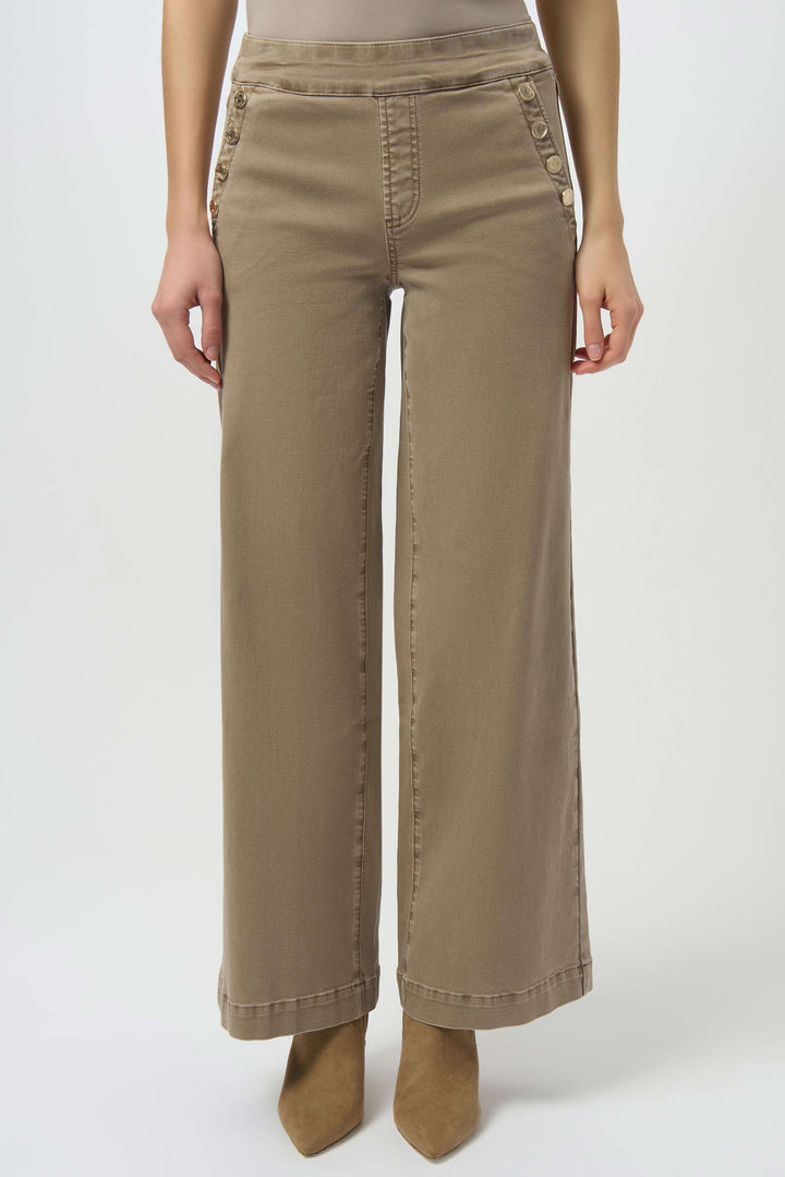 Joseph Ribkoff: Classic Wide Leg Pull-On Jeans in Fawn (254919)