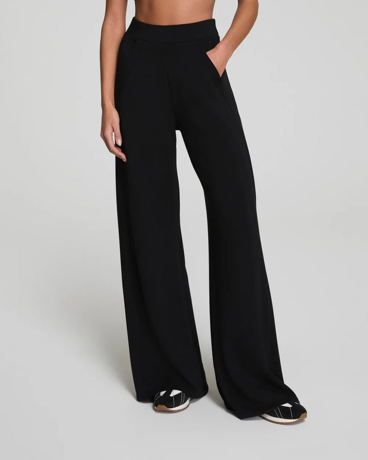 Spanx: Airessentails Wide Leg Track Pant in Very Black 21802R