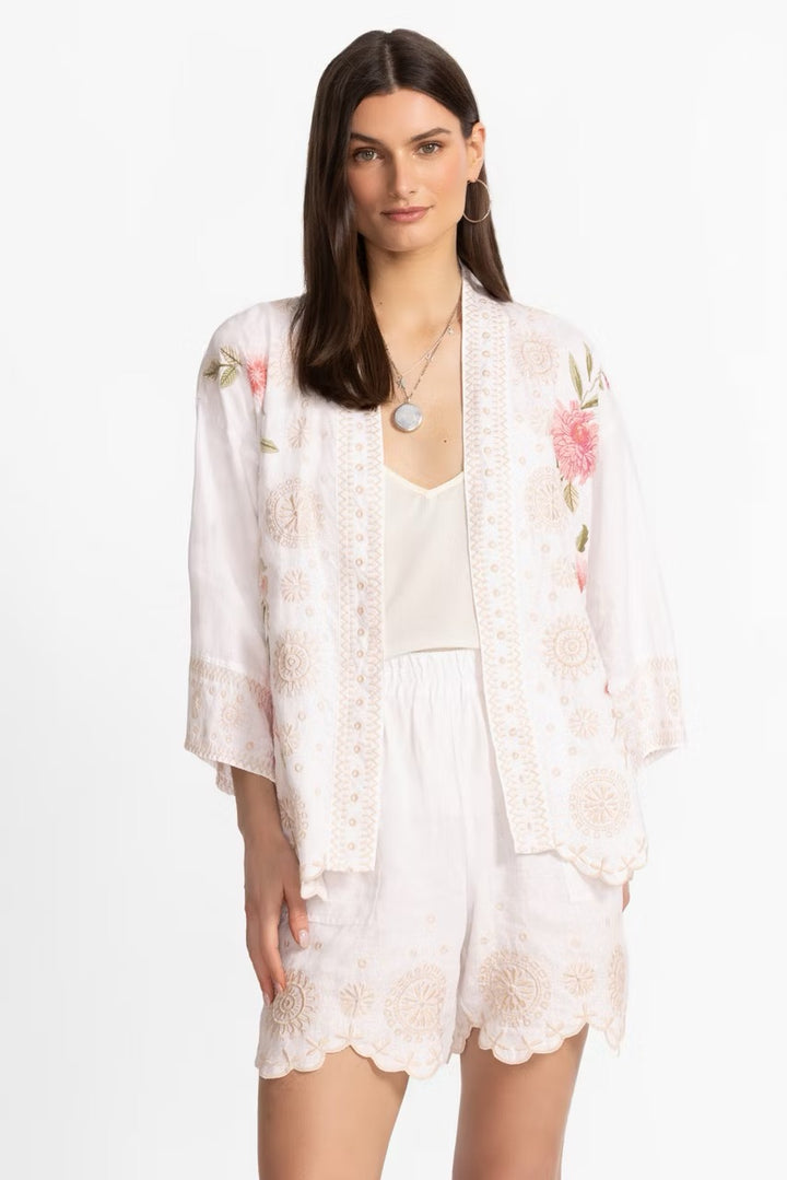 Johnny Was: Linen Cropped Kimono in Della