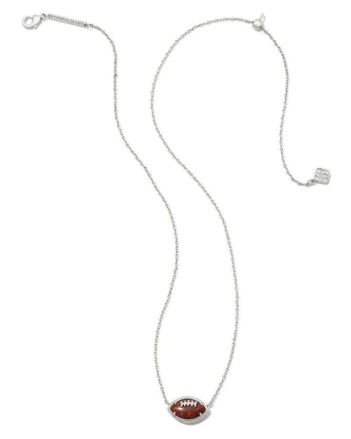 Kendra Scott: Football Short Pendant Necklace in Silver Orange Goldstone