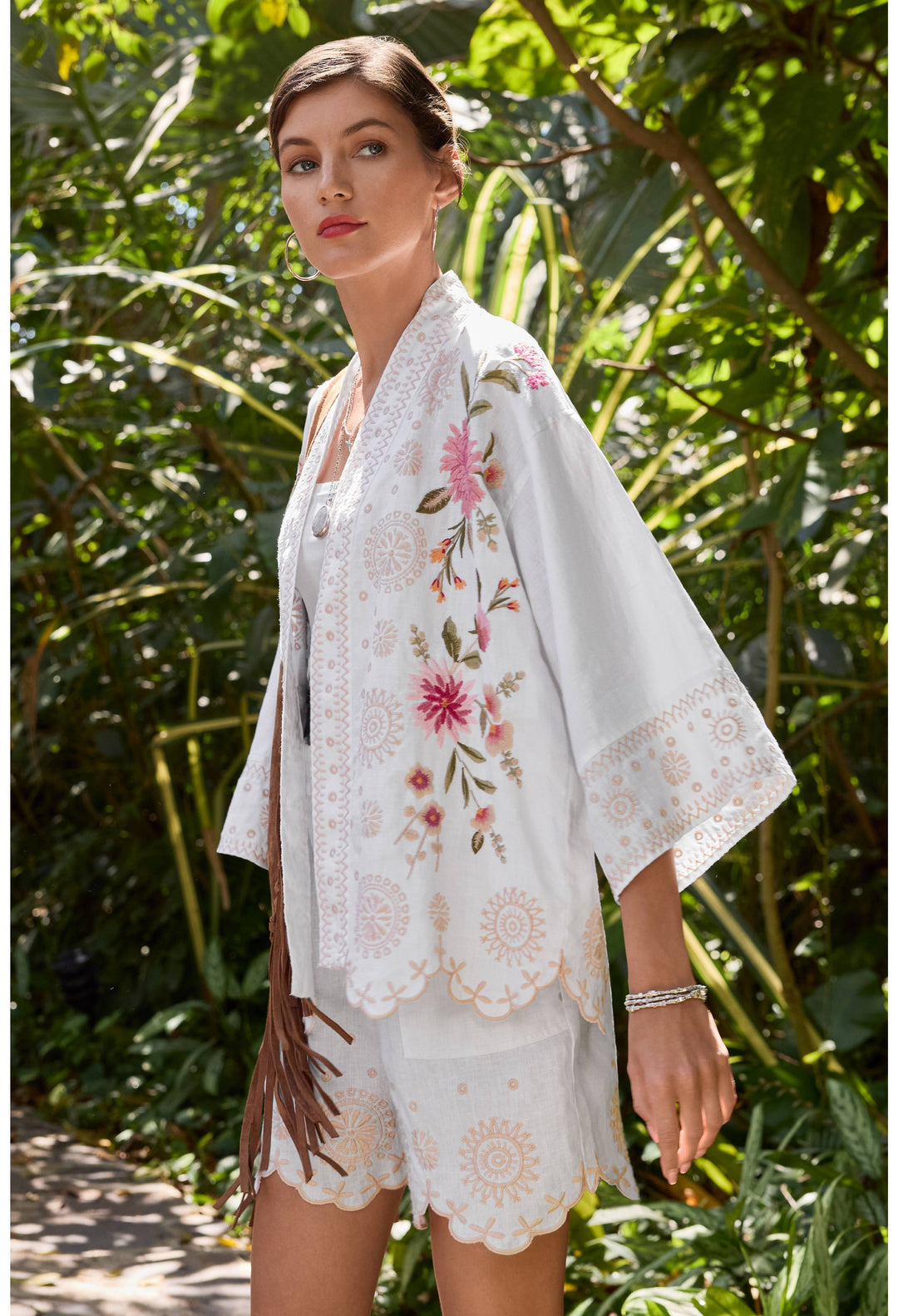 Johnny Was: Linen Cropped Kimono in Della