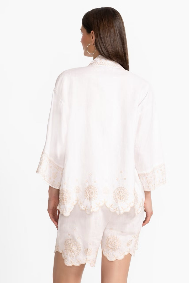 Johnny Was: Linen Cropped Kimono in Della