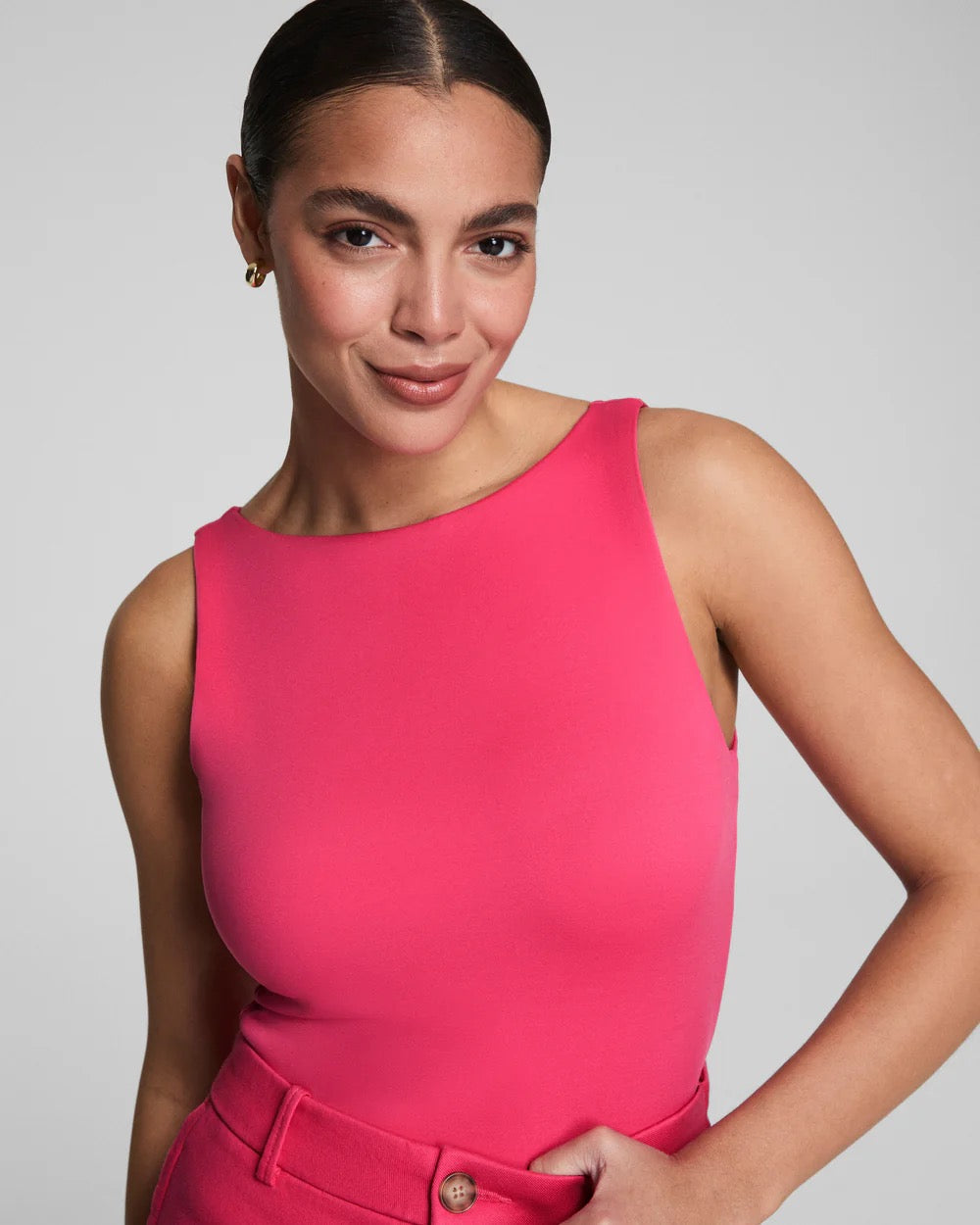 Spanx: Smooth Jersey High Neck Tank in Tulip - The Vogue Boutique