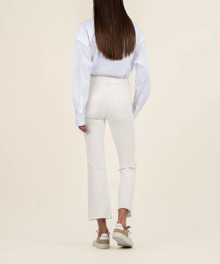 Kut: Kelsey High Rise Ankle Flare in Ecru