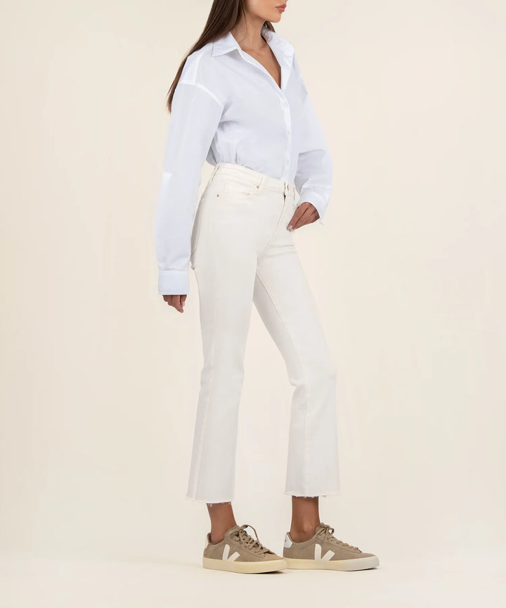 Kut: Kelsey High Rise Ankle Flare in Ecru