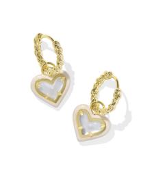 Kendra Scott: Ari Heart Huggie Earrings in Gold Ivory Mother Of Pearl - The Vogue Boutique