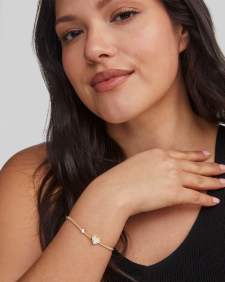 Kendra Scott: Ari Heart Stretch Bracelet in Gold Iridescent Drusy