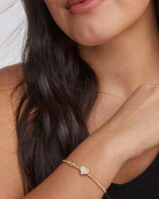 Kendra Scott: Ari Heart Stretch Bracelet in Gold Iridescent Drusy
