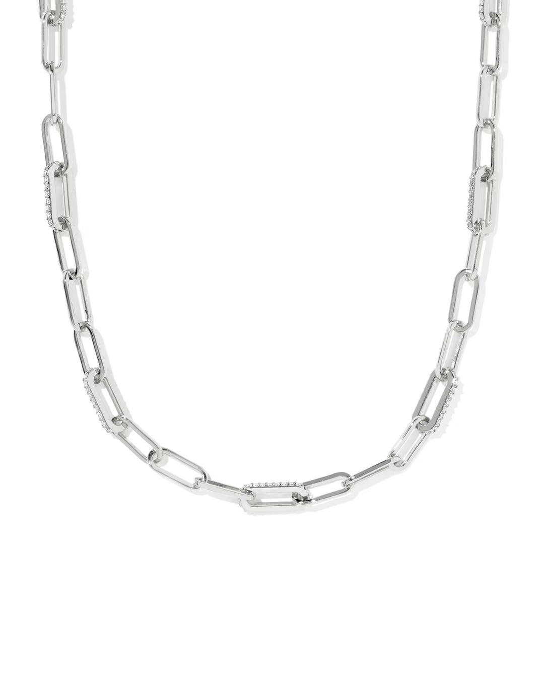 KENDRA SCOTT: BELLA CHAIN NECKLACE SILVER WHITE CZ