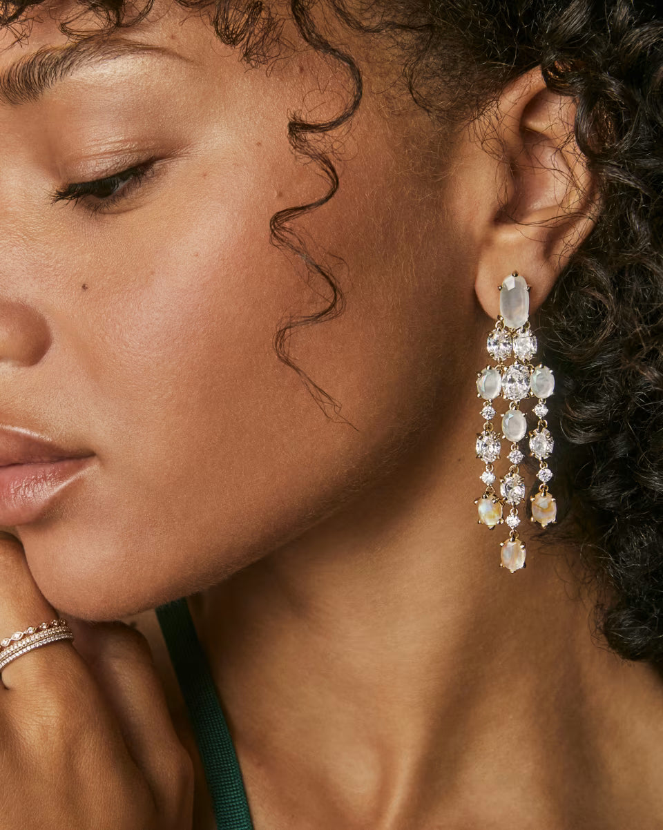 Kendra: Statement Earring in Gold White Mix