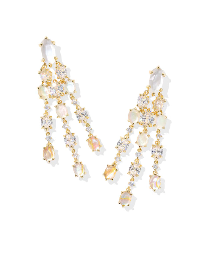 Kendra: Statement Earring in Gold White Mix
