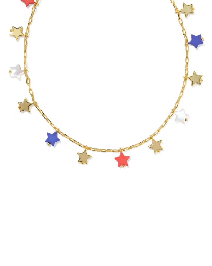 Kendra Scott: Camila Strand Necklace in Gold Red White Blue Mix