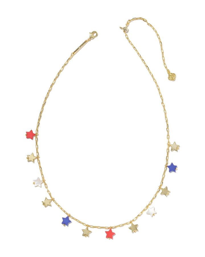 Kendra Scott: Camila Strand Necklace in Gold Red White Blue Mix