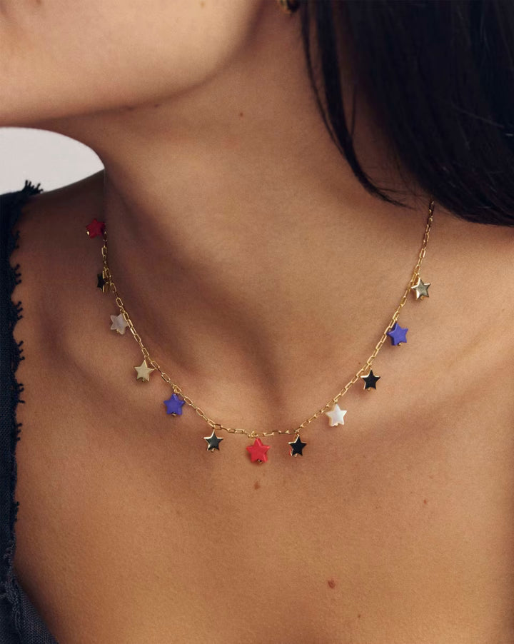 Kendra Scott: Camila Strand Necklace in Gold Red White Blue Mix