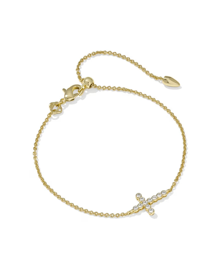 Kendra Scott: Cross Crystal Delicate Chain Bracelet in Gold White
