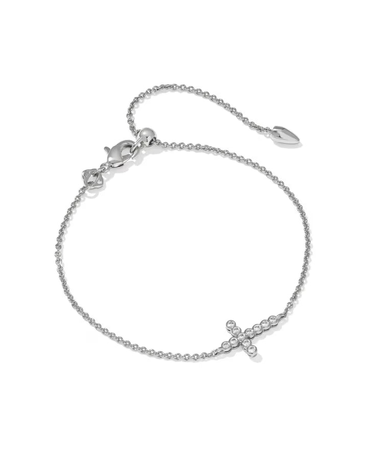 Kendra Scott: Cross Crystal Delicate Chain Bracelet in Rhod Metal