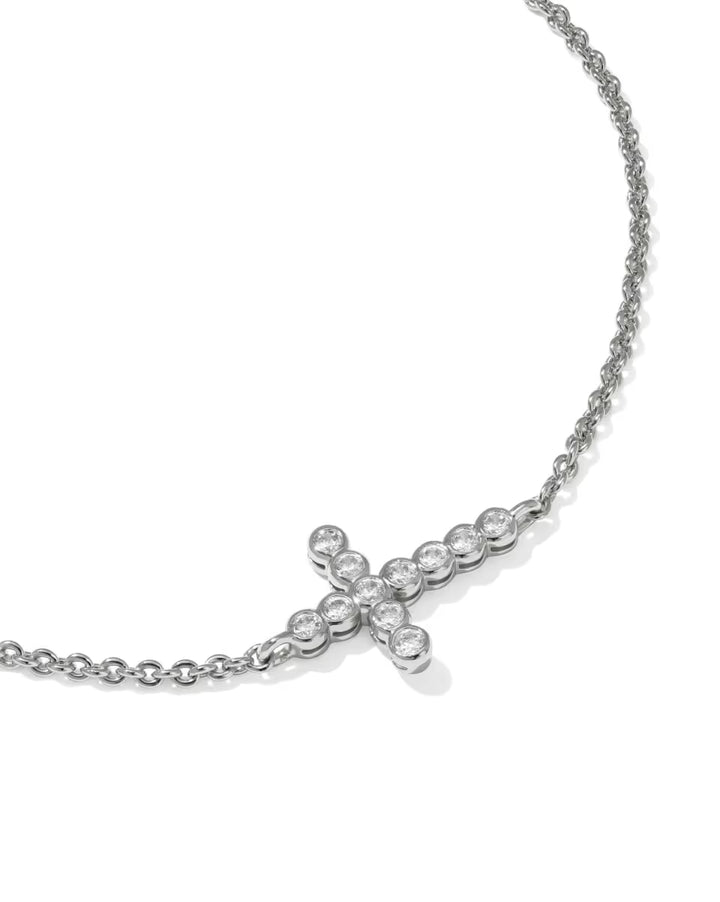 Kendra Scott: Cross Crystal Delicate Chain Bracelet in Rhod Metal