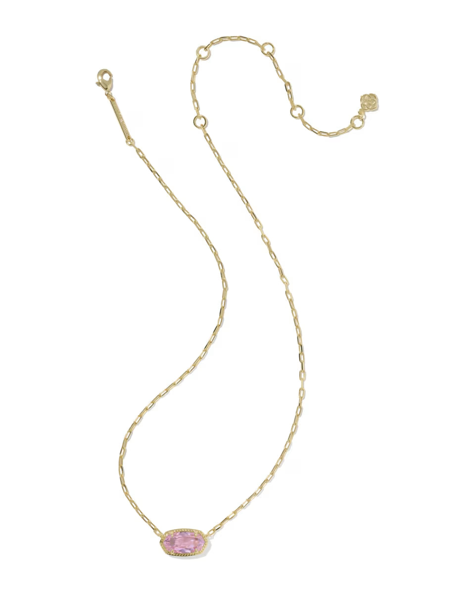 Kendra Scott: Elisa Luxe Short Pendant Necklace in Gold Light Pink (9608890087) - The Vogue Boutique