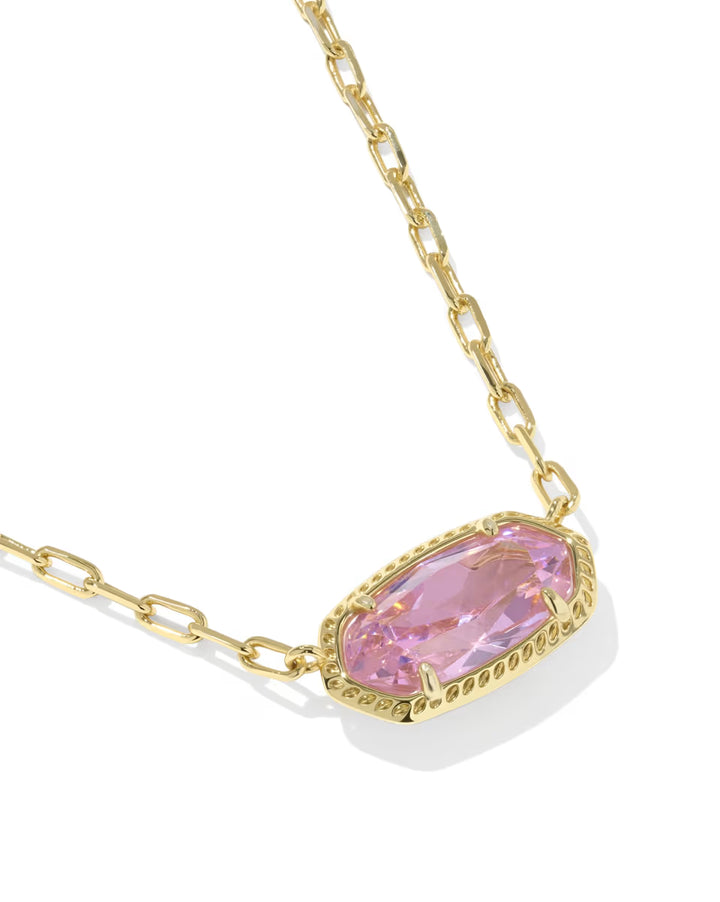 Kendra Scott: Elisa Luxe Short Pendant Necklace in Gold Light Pink (9608890087) - The Vogue Boutique