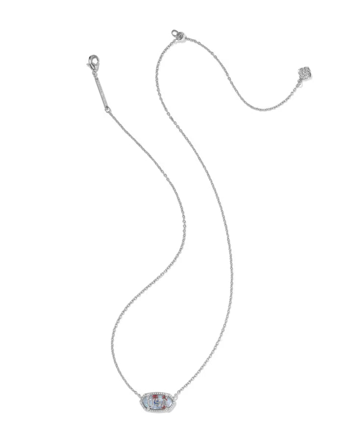 Kendra Scott: Elisa USA Short Pendant Necklace in Silver Red White Blue Star Illusion