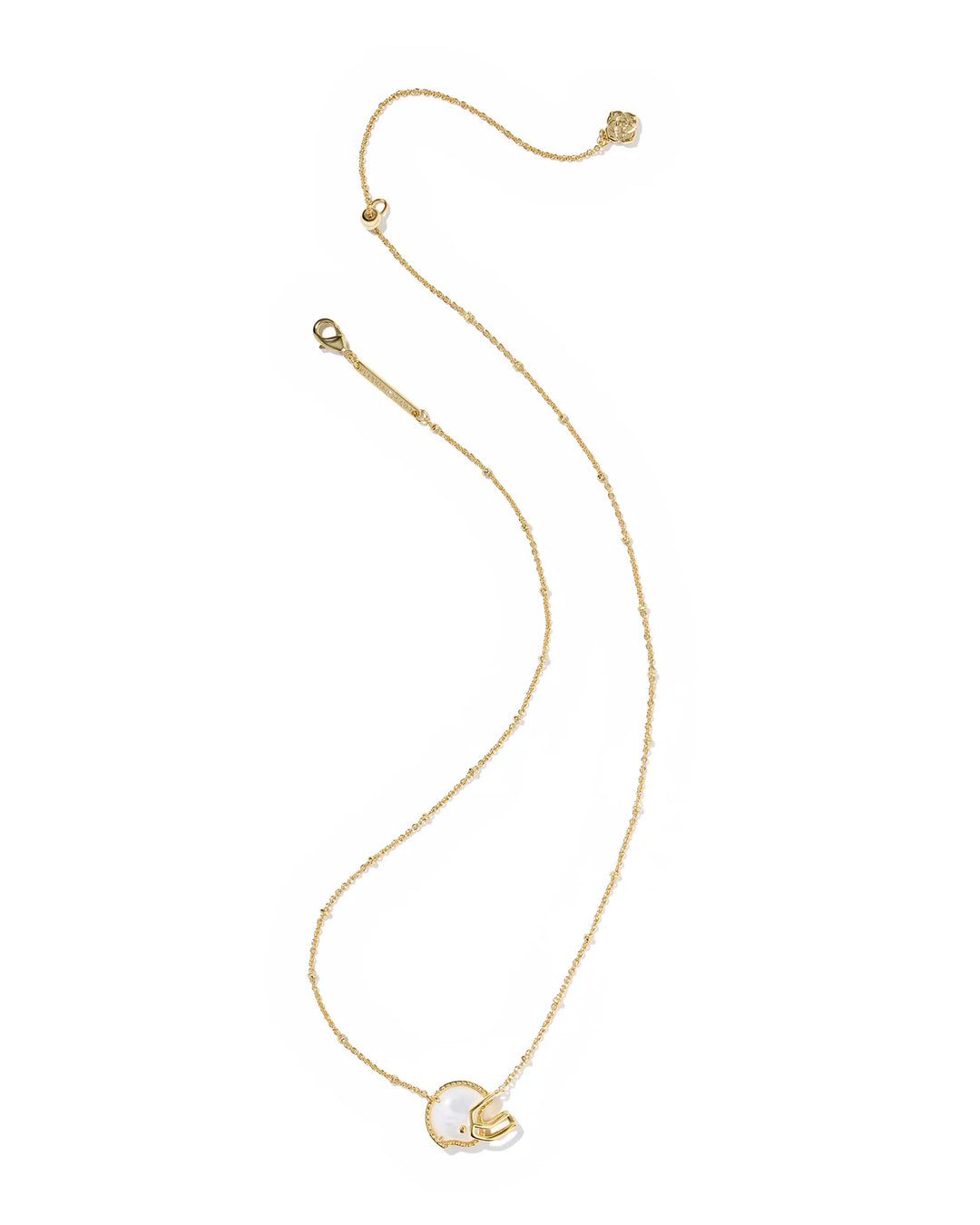 Kendra Scott: Football Helmet Short Pendant Necklace in Gold Ivory Mop