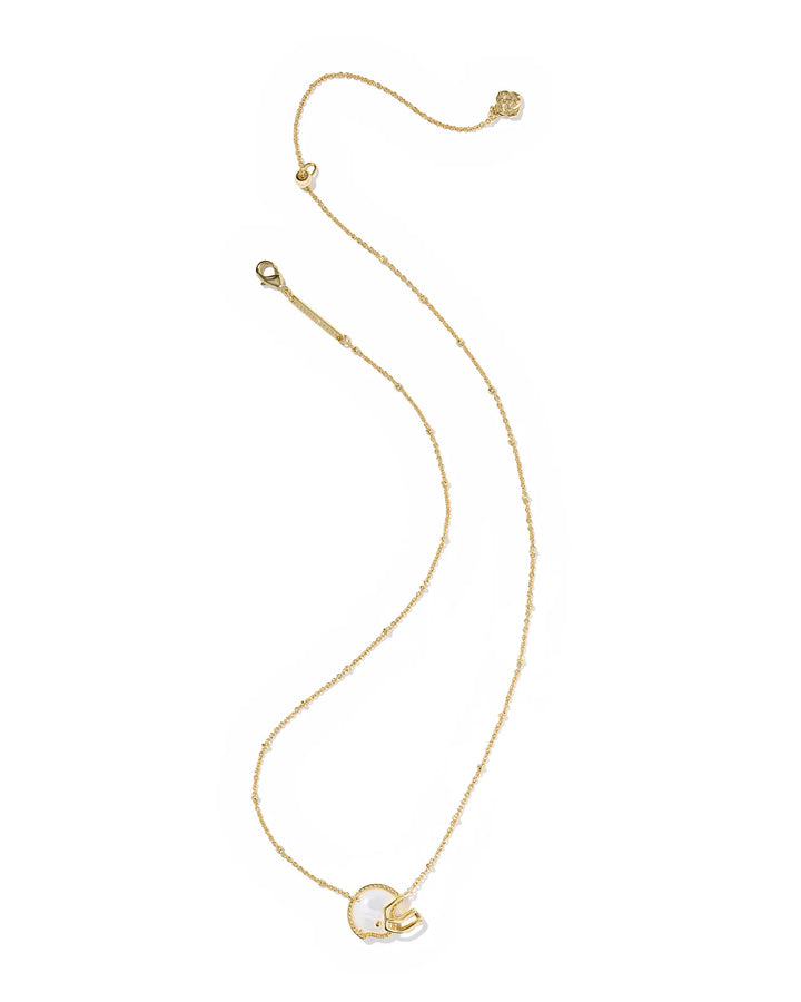Kendra Scott: Football Helmet Short Pendant Necklace in Gold Ivory Mop