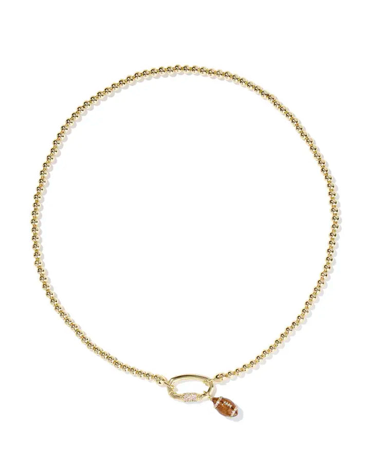 Kendra Scott: Football Metal Strand Necklace in Gold White Crystal