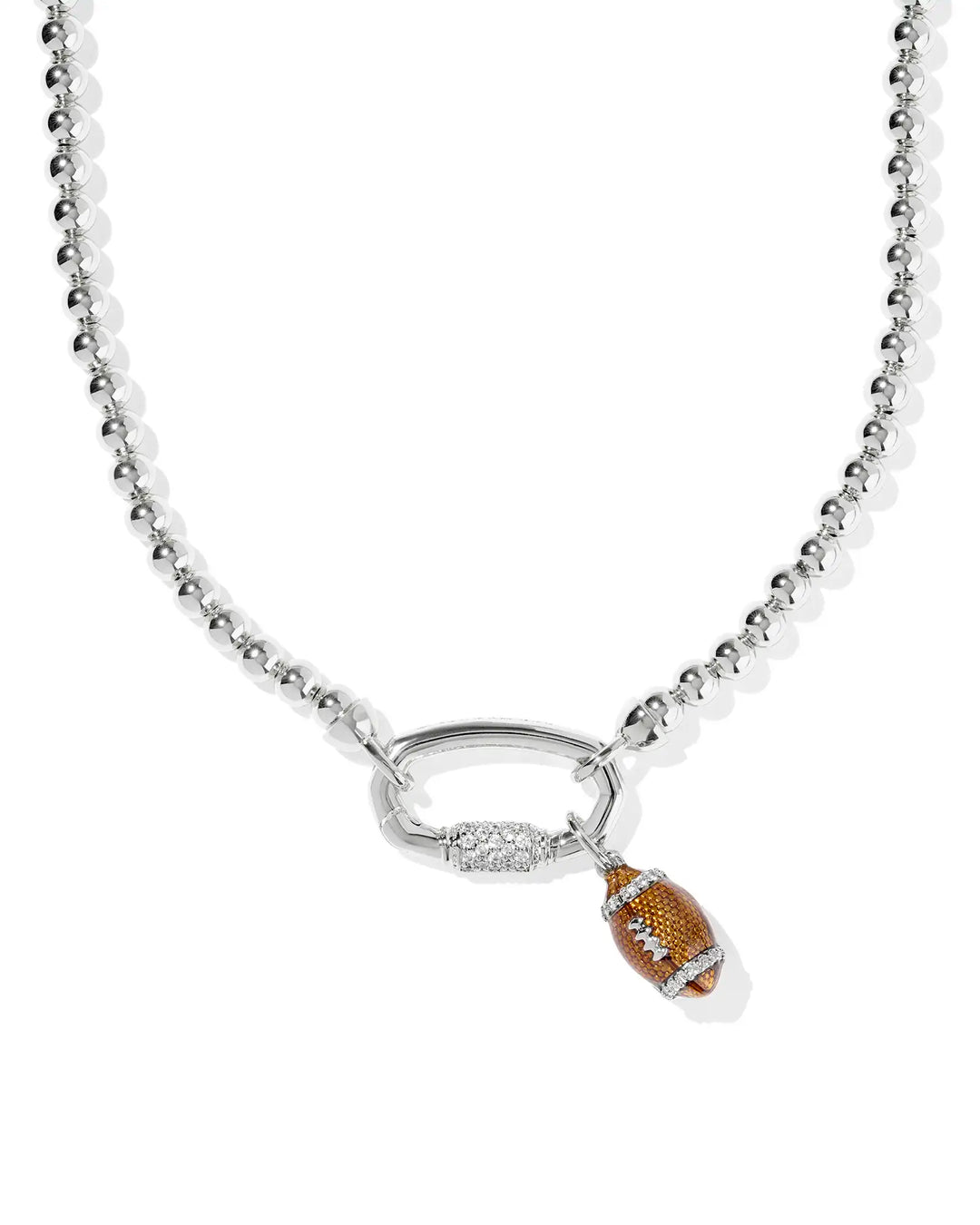 Kendra Scott: Football Metal Strand Necklace in Silver White Crystal