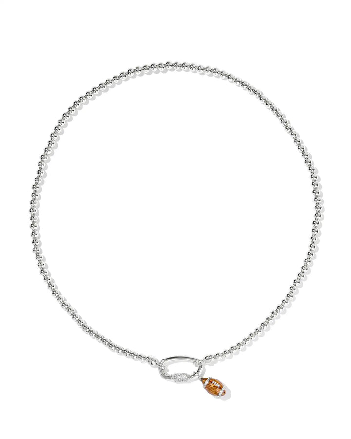 Kendra Scott: Football Metal Strand Necklace in Silver White Crystal