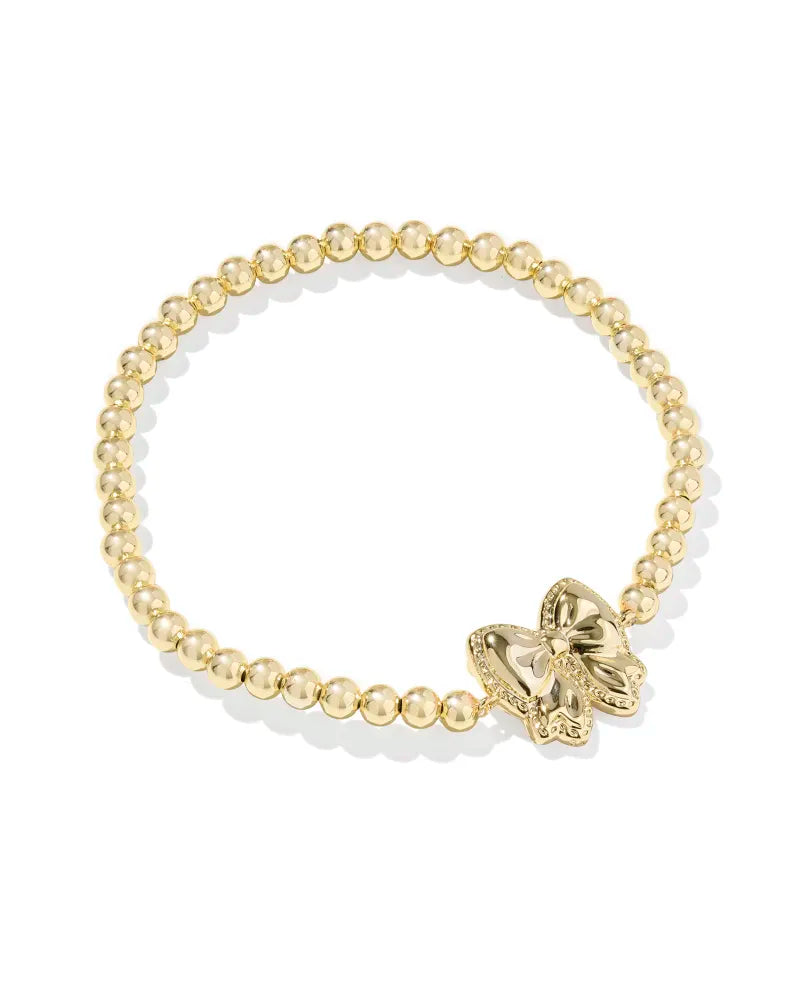 Kendra Scott: Haley Bow Stretch Bracelet in Gold Ivory Mother Of Pearl