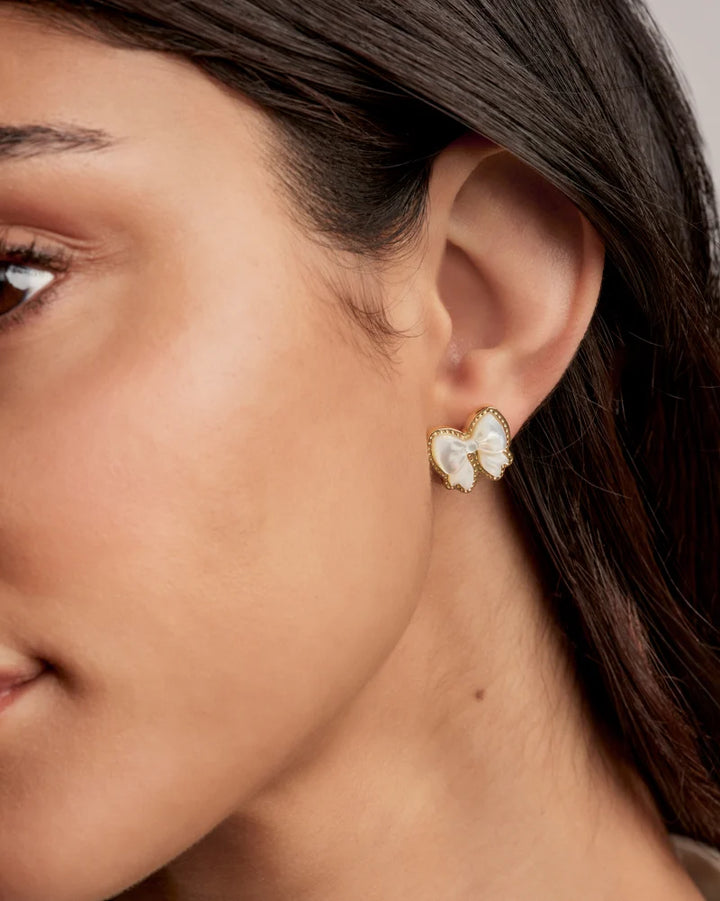 Kendra Scott: Haley Bow Earring in Gold Ivory