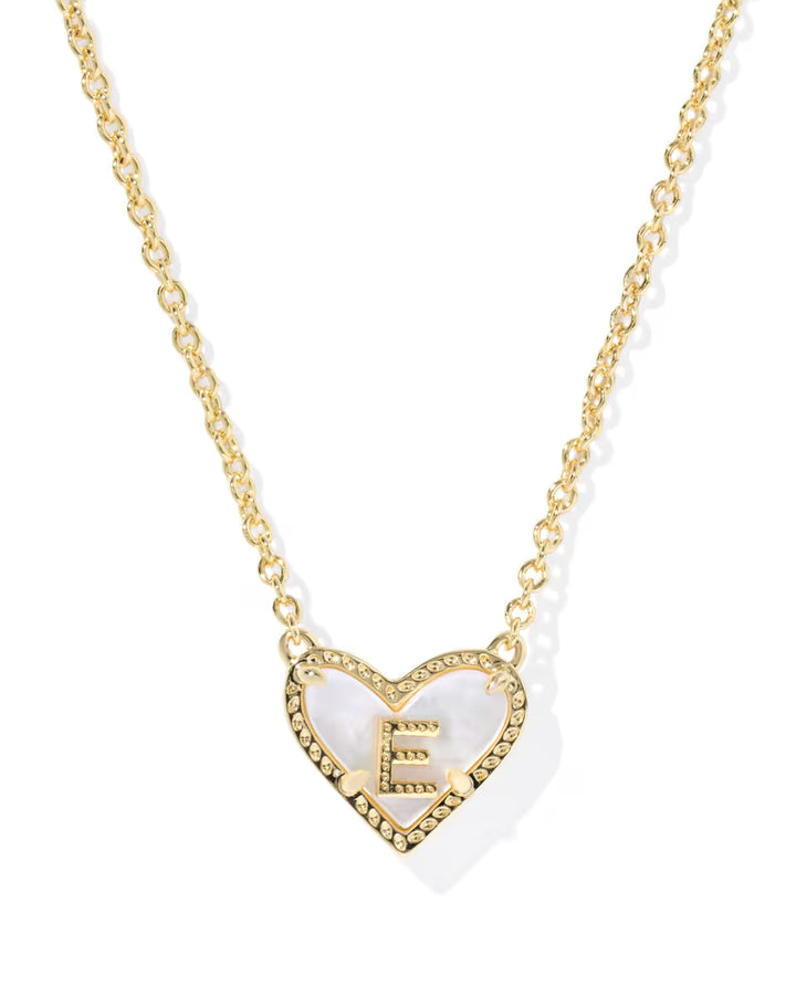 Kendra Scott:Ari Heart Letter E Gold Short Pendant Necklace