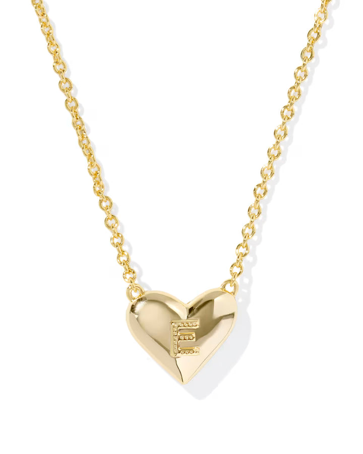 Kendra Scott:Ari Heart Letter E Gold Short Pendant Necklace