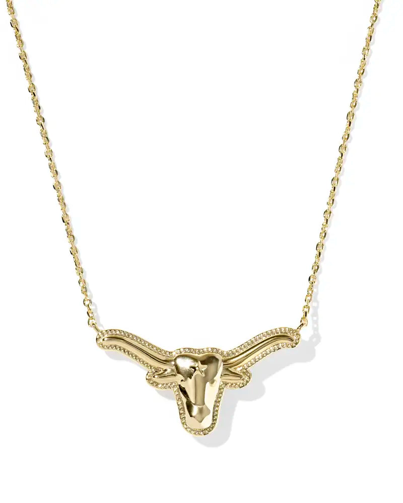 Kendra Scott: Longhorn Short Pendant Necklace in Gold Variegated Orange
