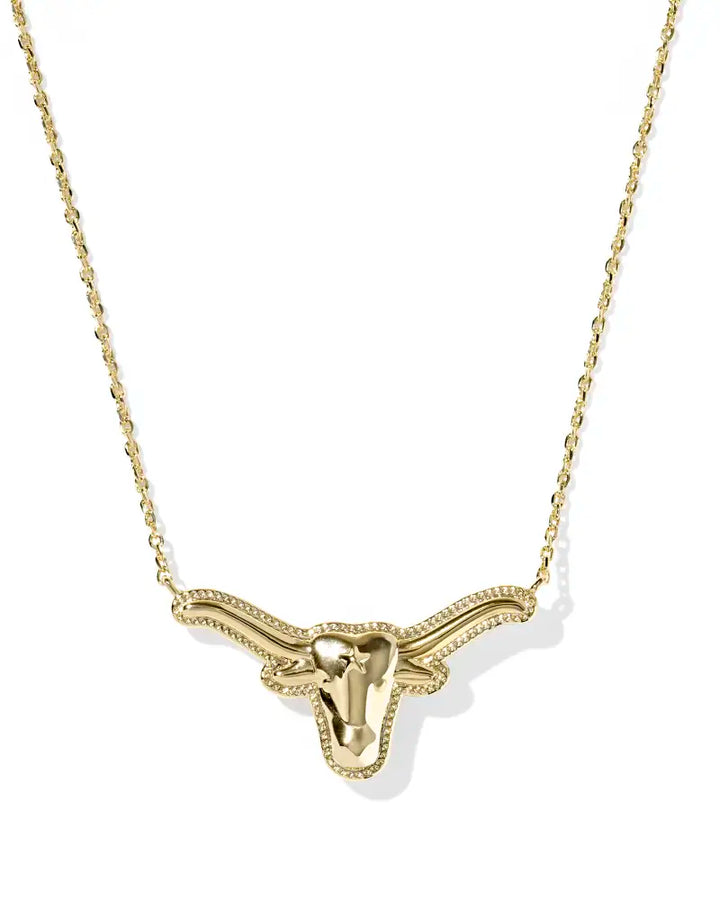 Kendra Scott: Longhorn Short Pendant Necklace in Gold Variegated Orange