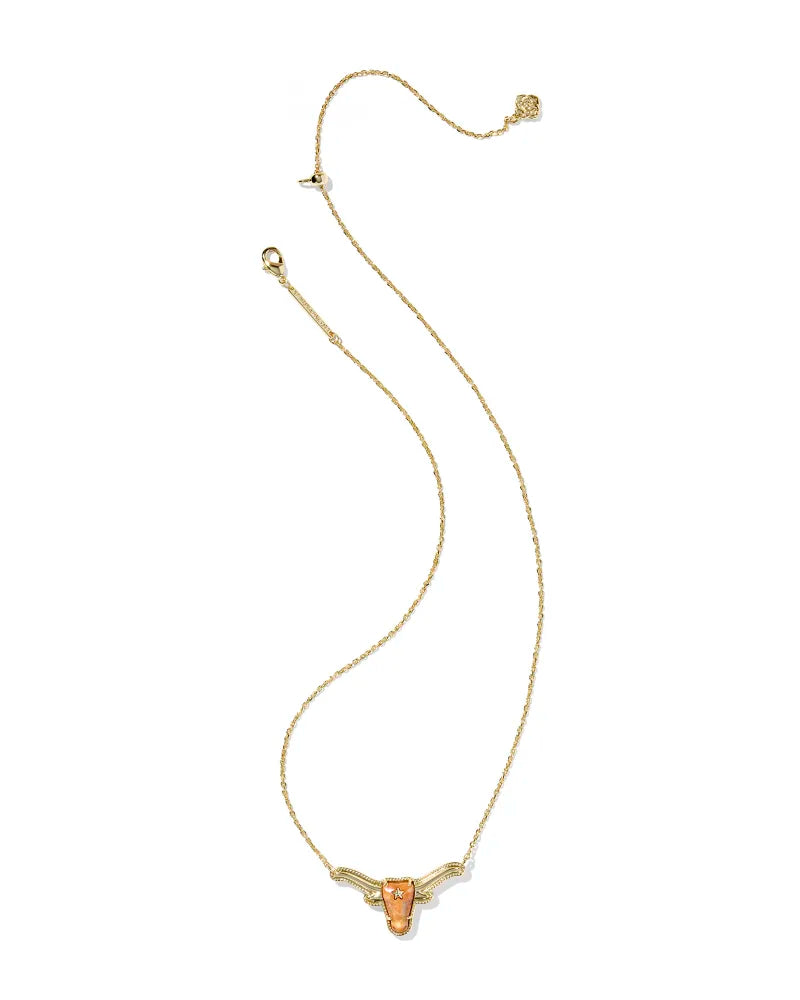 Kendra Scott: Longhorn Short Pendant Necklace in Gold Variegated Orange